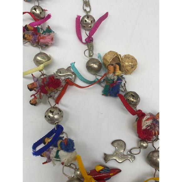 Worry/Wedding Doll Necklace Hand Crafted Miniature Silver Bells  Animal Baskets - Picture 11 of 14